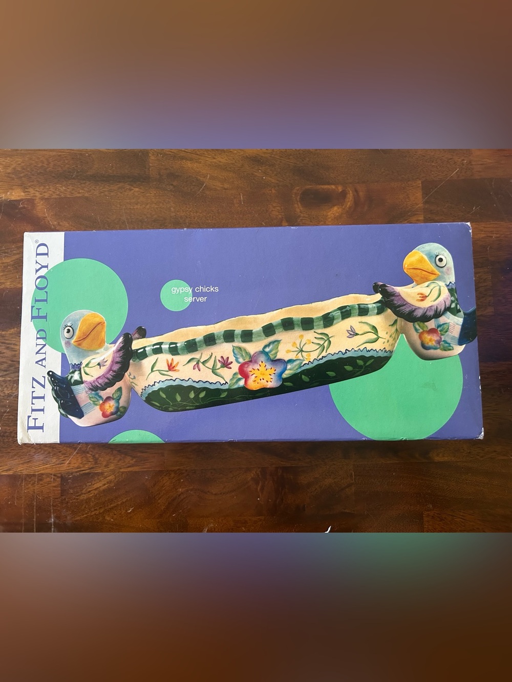 Fitz and Floyd Gypsy Chick Colorful Floral Bird Server